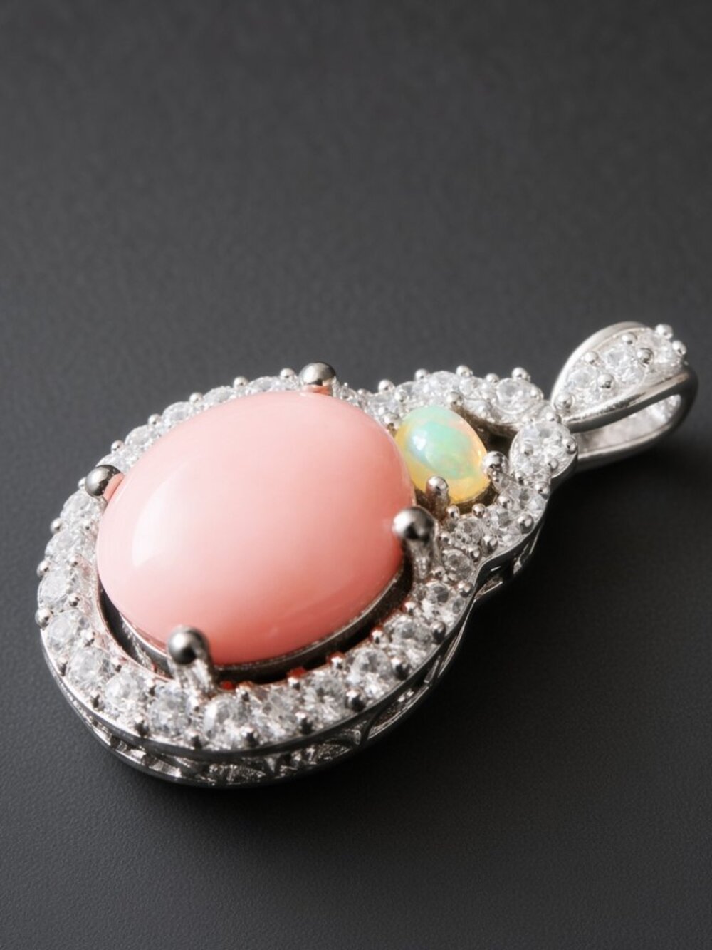 Fells like Fall STS 925 Silver Halo Pendant Pale Pink and Green to Yellow Stone